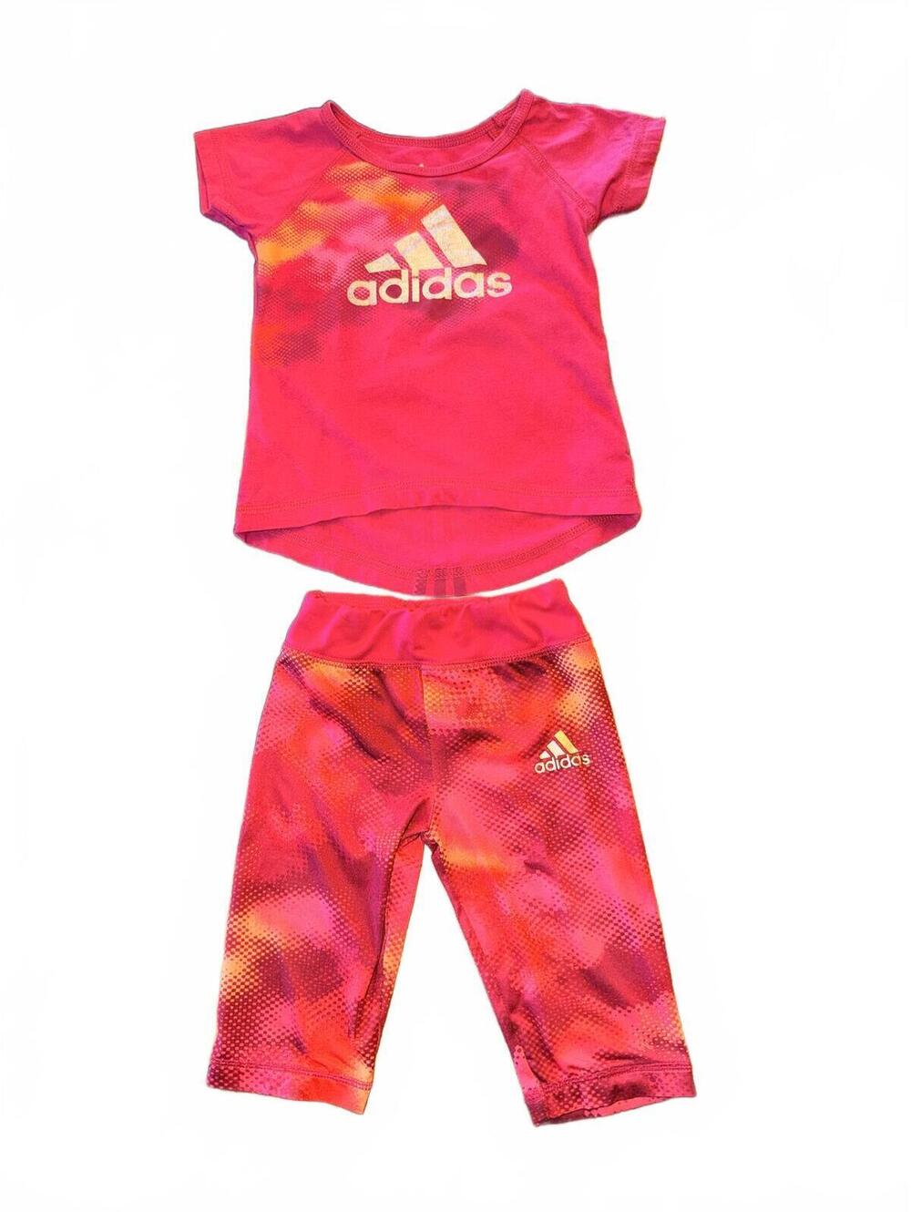 adidas Girls Pink Tie-Dye Athletic Set, Size 12 month